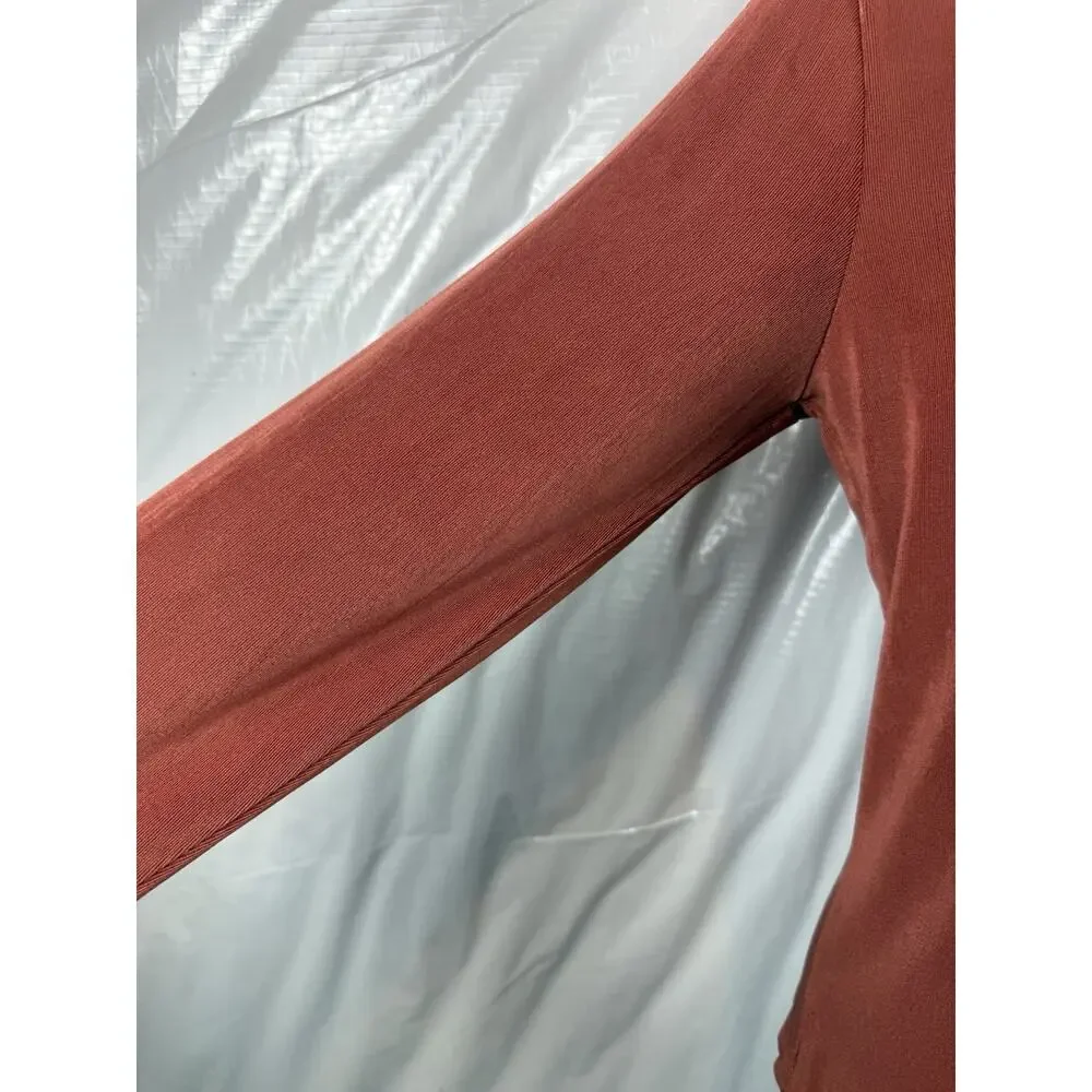 Chico's Travelers Crystal V Top NWT Burnt Sienna 3/4 Sleeve Size 1 Med 8/10